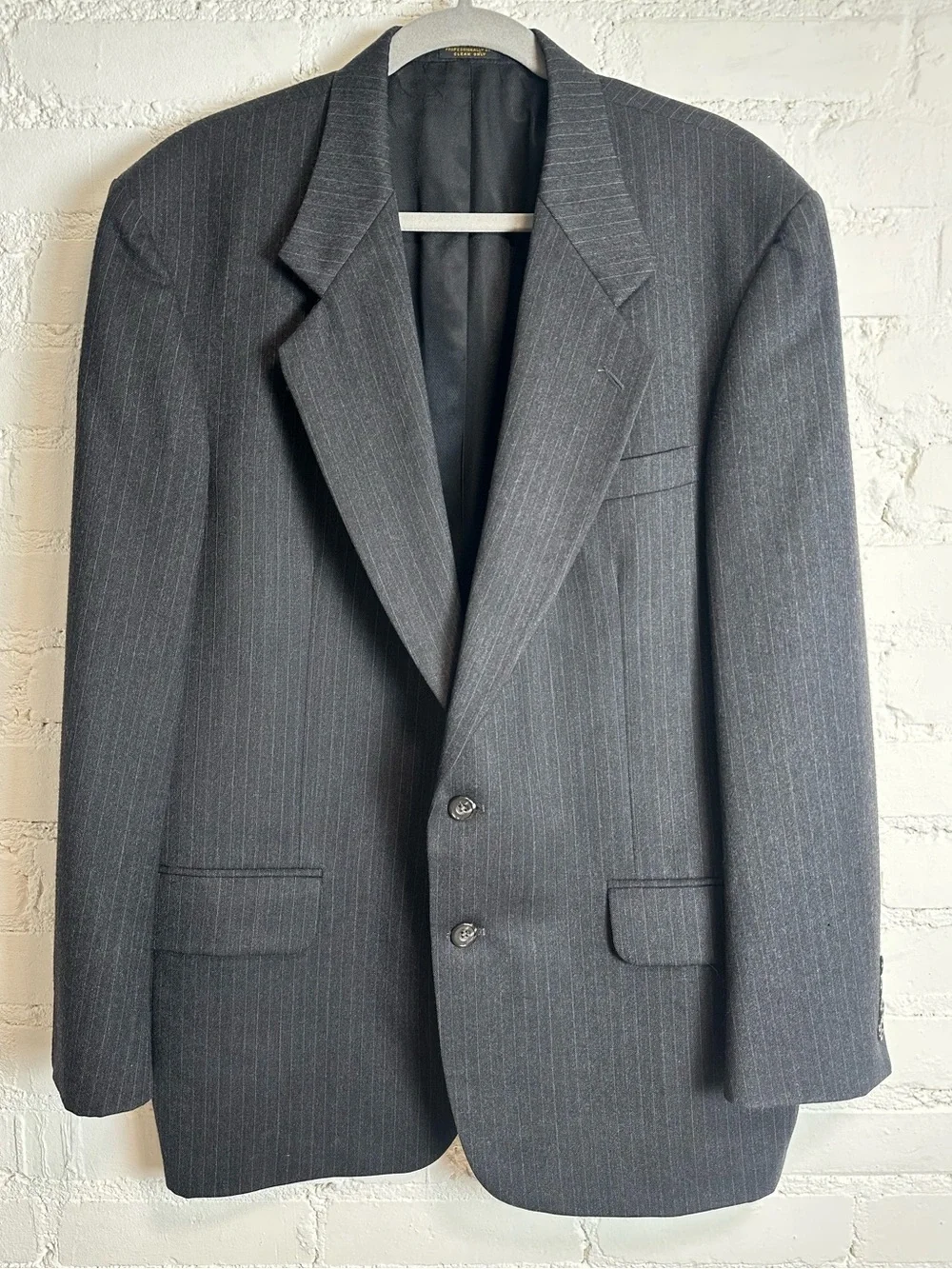 Oscar De La Renta 100% Wool Men's Classic Charcoal Pinstripe Blazer 43R W37